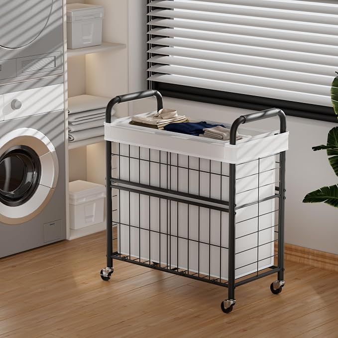 Laundry Hamper 3 Section, 145L Rolling Laundry Sorter Basket - Image 2