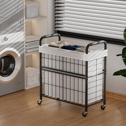 Laundry Hamper 3 Section, 145L Rolling Laundry Sorter Basket - Image 2