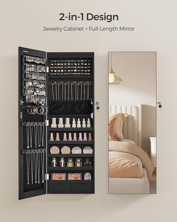 SONGMICS Hanging Jewelry Cabinet, Wall-Mounted Cabinet - Image 3