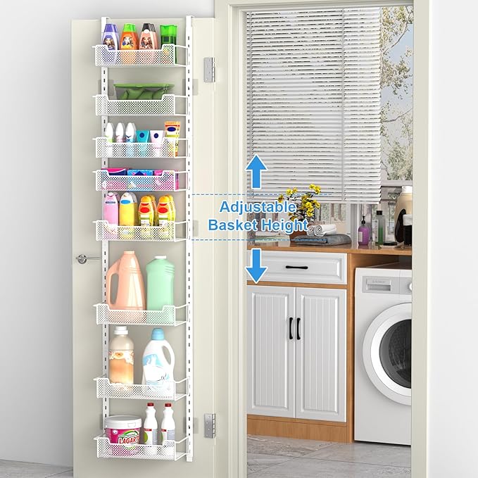 12.3" W Narrow Over the Door Pantry Organizer, 8-Tier Over the Door Organizer - Image 2