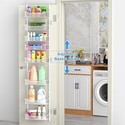12.3" W Narrow Over the Door Pantry Organizer, 8-Tier Over the Door Organizer - Image 2