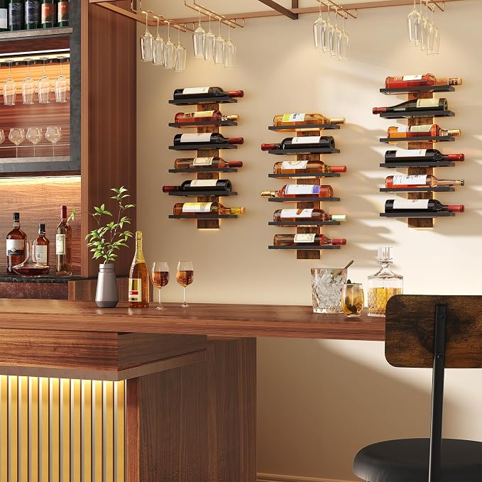 Hoctieon 3-Set 6 Tier Wall Mount Wine Rack, Wall Mounted Wine Bottle Racks - Image 3
