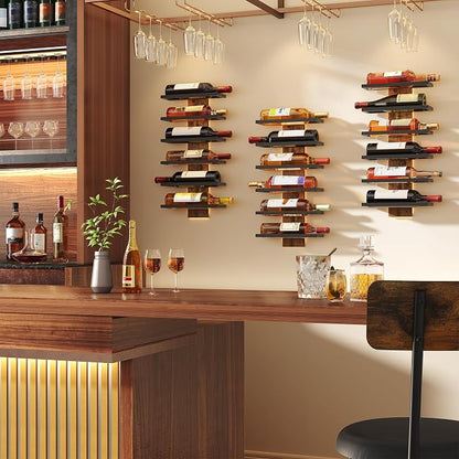 Hoctieon 3-Set 6 Tier Wall Mount Wine Rack, Wall Mounted Wine Bottle Racks - Image 3