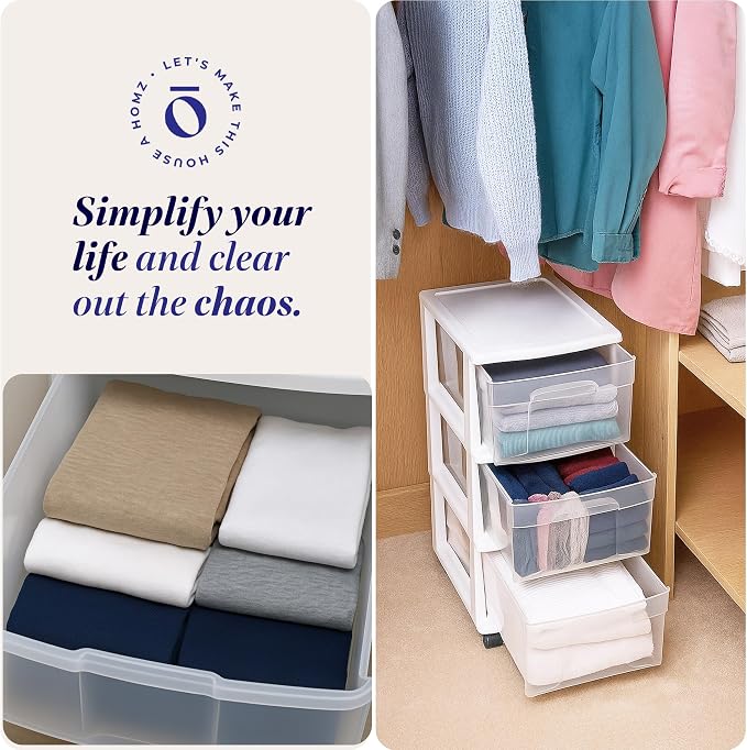 HOMZ Drawer Tower, 3-Tier Rolling Storage Cart - Image 8