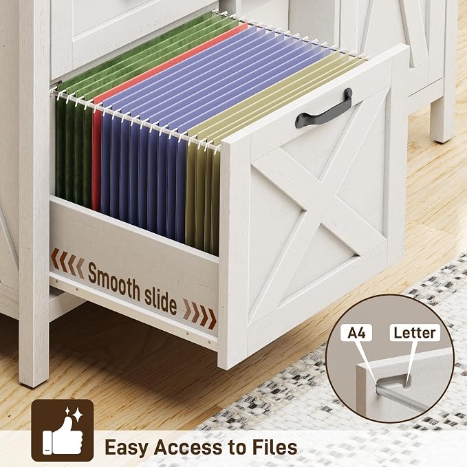 Halitaa 3 Drawer File Cabinet, Farmhouse Style Lateral Filing Cabinet Suitable - Image 5