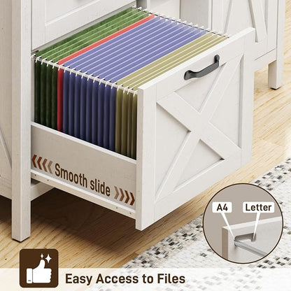 Halitaa 3 Drawer File Cabinet, Farmhouse Style Lateral Filing Cabinet Suitable - Image 5