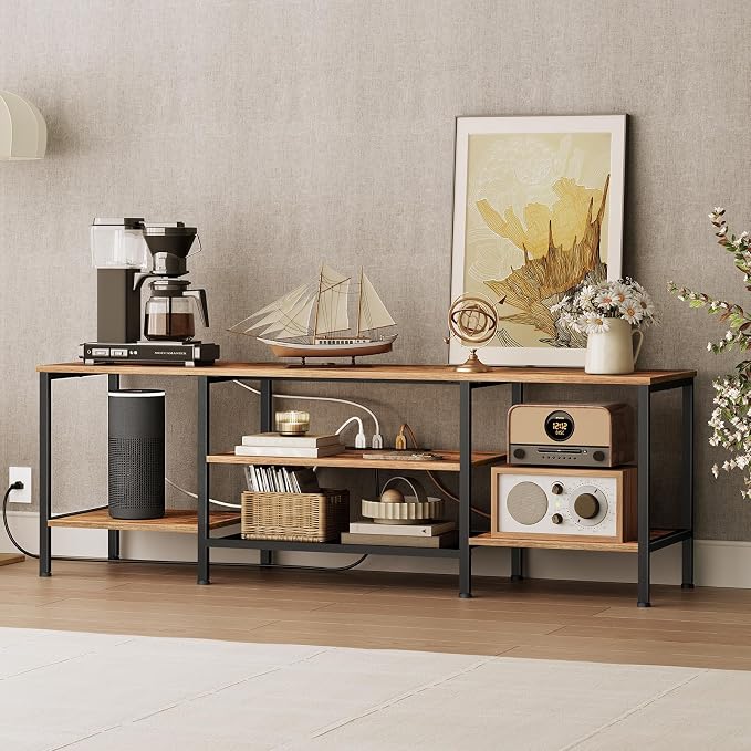 HOOBRO TV Stand with Power Outlets to 75 Inches, TV Console Table with Open - Image 4