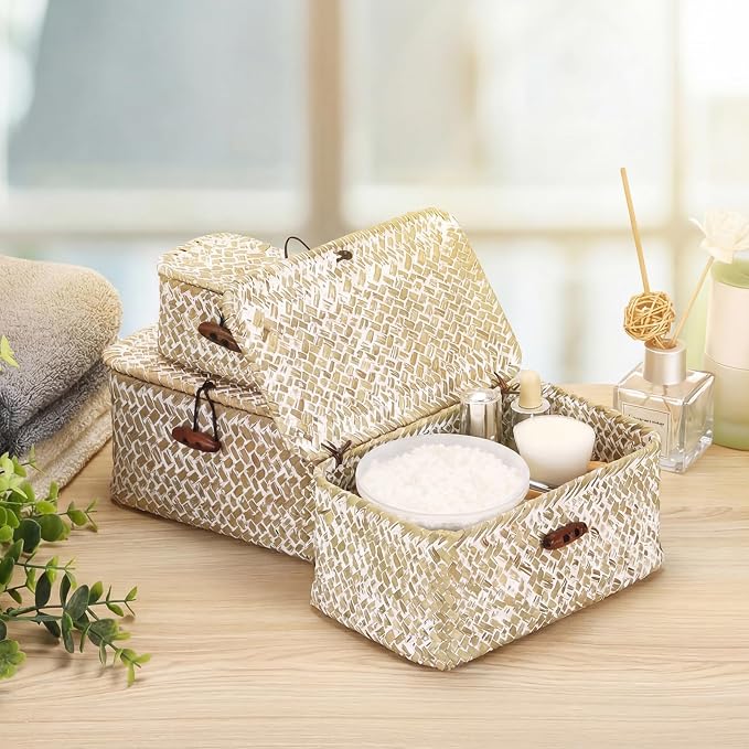 Hipiwe Wicker Shelf Basket Mini Seagrass Basket - Image 8