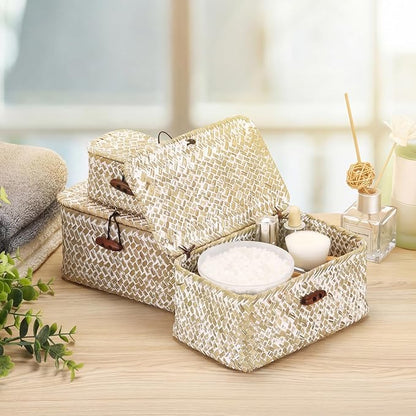 Hipiwe Wicker Shelf Basket Mini Seagrass Basket - Image 8