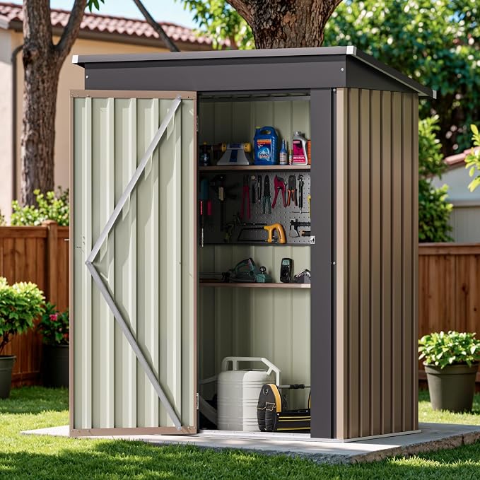 Devoko Outdoor Storage Shed 5 x 3 FT Lockable Metal Garden Shed Steel - Image 5