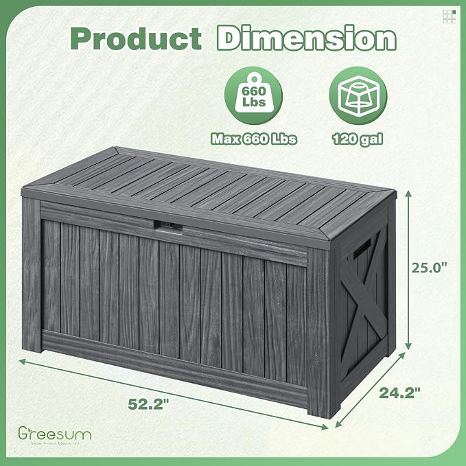 Greesum Outdoor Storage Box 120 Gallon Storage Bin - Image 7