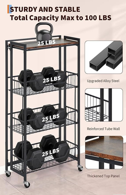 PeakPursuit Large 4-Tier Collapsible Wooden Storage Shelf – Heavy Duty 100 lbs - Image 8