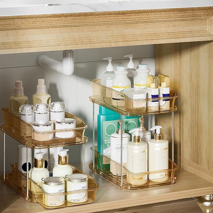 Delamu 2-Tier Under Sink Organizers and Storage, Pull Out Kitchen Pantry - Image 2
