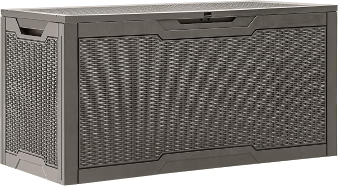 YITAHOME 100 Gallon Outdoor Storage Box, Large Water Resistant Resin Deck Box by YITAHOME
