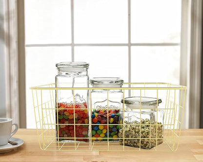 Gold Wire Baskets for Organizing, Storage Bins for Bathroom | Gold Basket - Image 7