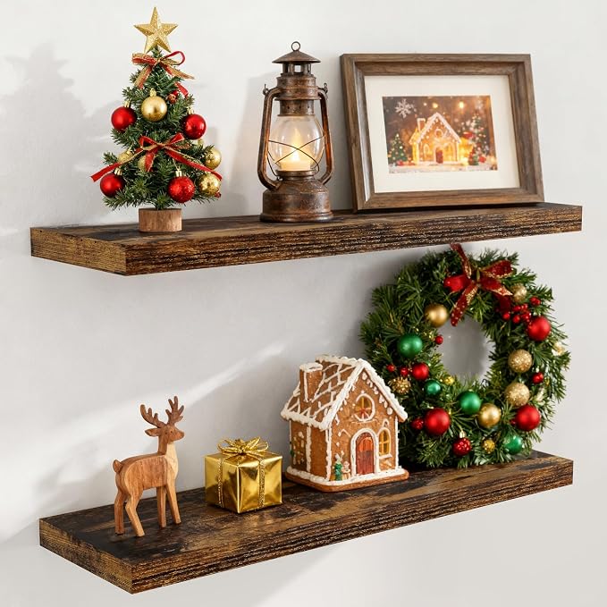 36x9.3 Floating Shelves for Wall, Wood Floating Shelf 36 Inch Long, Large Deep by FunMemories
