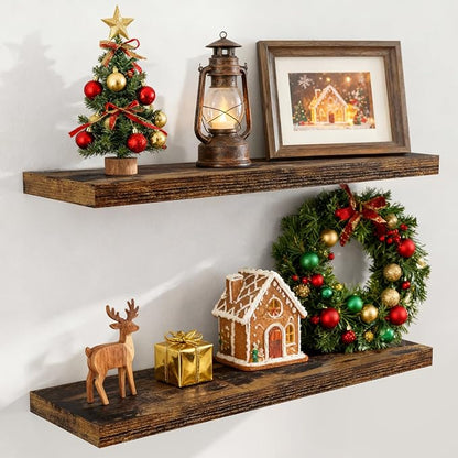 36x9.3 Floating Shelves for Wall, Wood Floating Shelf 36 Inch Long, Large Deep by FunMemories