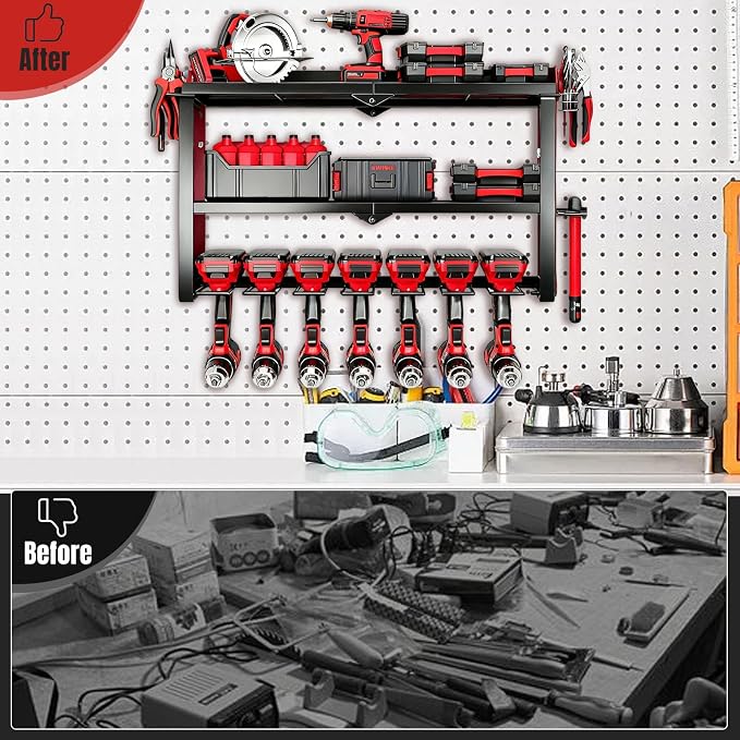 Power Tool Organizer Wall Mount, 150Lbs 3 Layer Metal Tool Storage Rack - Image 5