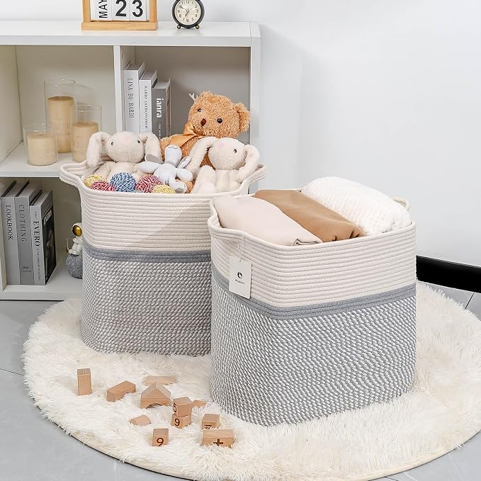 Storage Baskets for Clothes Fabric Cotton Rope Storage Basket - Image 4