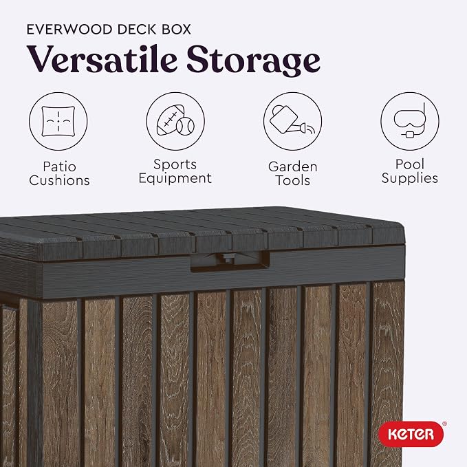 Keter Signature Everwood 50 Gallon Resin Deck Box-Organization and Storage - Image 5