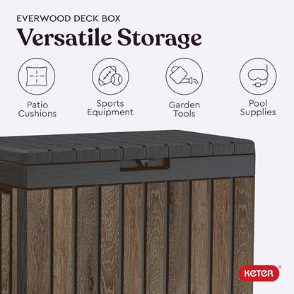 Keter Signature Everwood 50 Gallon Resin Deck Box-Organization and Storage - Image 5