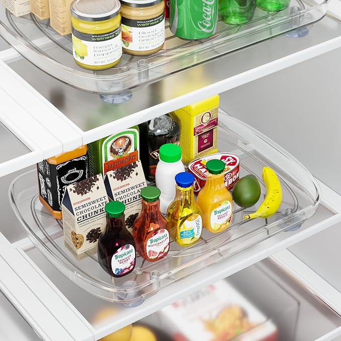 HIYOHIYO Clear Lazy Susan for Refrigerator Rectangular Fridge Turntable - Image 6