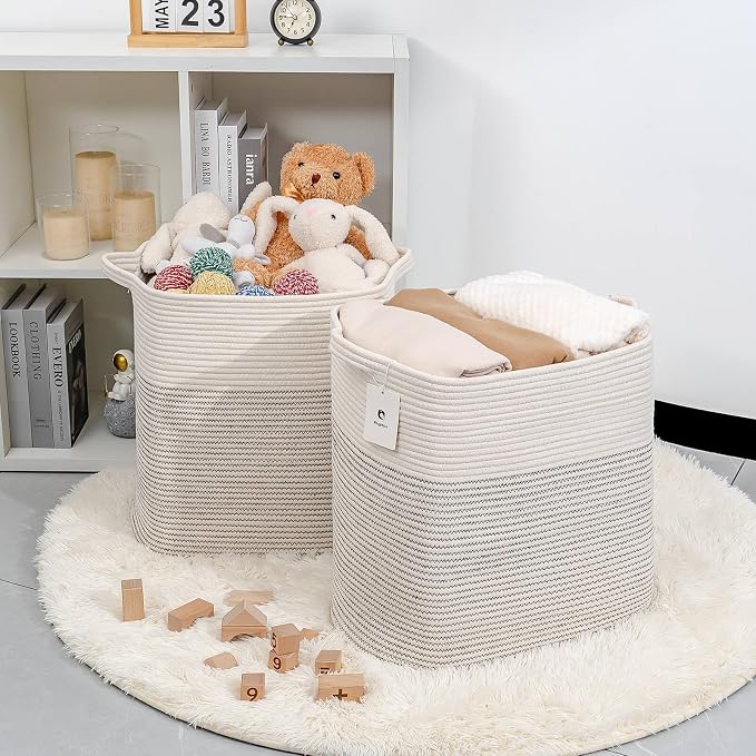 Storage Baskets for Clothes Fabric Cotton Rope Storage Basket - Image 4