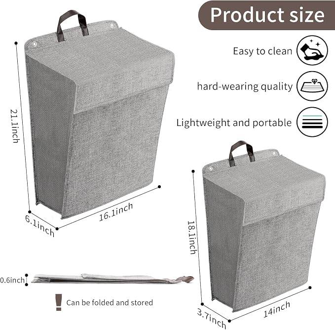 Wall Hanging Laundry Basket, Collapsible Laundry Hamper - Image 2