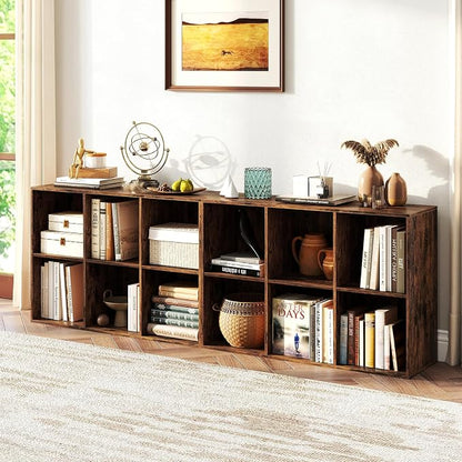 Giantex 6-Cube Bookcase, 3-Tier Cubby Bookshelf, Horizontal Vertical Display - Image 9