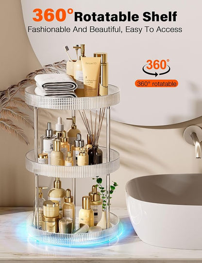 3 Tier Lazy Susan Bathroom Countertop Organizer, 360° Clear Rotating Makeup - Image 3