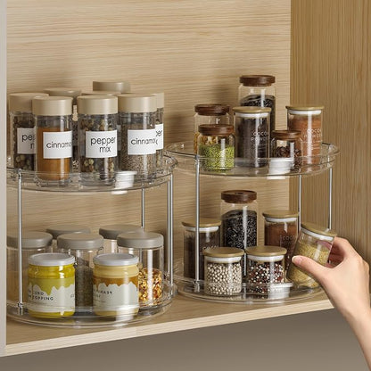 LAMU 2 Pack 2 Tier Lazy Susan Turntable Organizer 9.25'' Rotating Spice Rack - Image 9