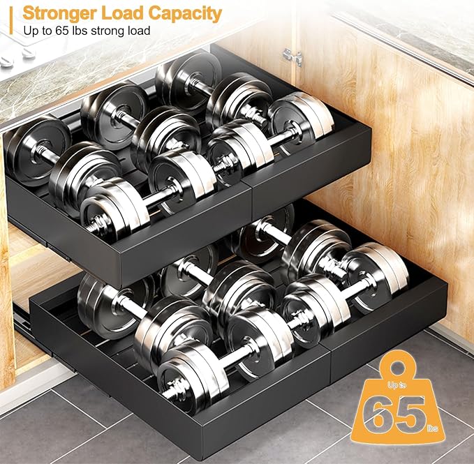 1 Pack Pull Out Cabinet Drawer, Width & Depth Expandable Slide Out Cabinet - Image 3