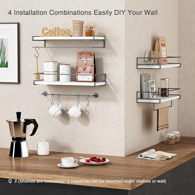 Forbena White Floating Shelves for Bathroom Organizer Over Toilet, Bathroom - Image 6
