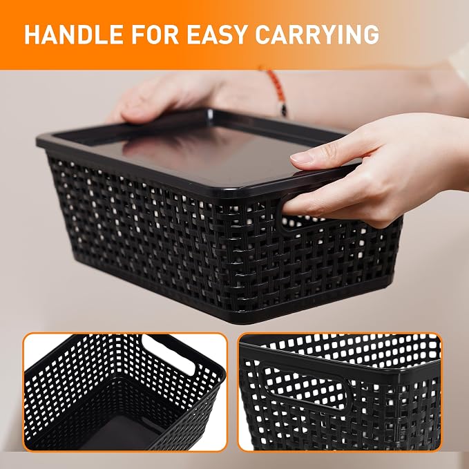 Plastic Storage Baskets With Lid, Storage Bins - Image 3