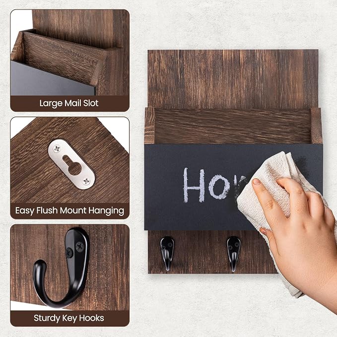 Key and Mail Holder for Wall Mount, Entryway Mail Holder - Image 3