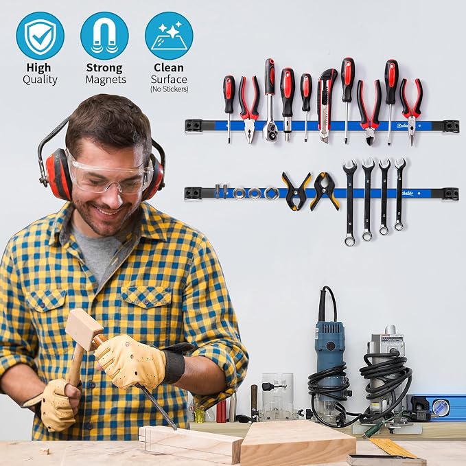 4 Pieces 24" Magnetic Tool Holder Strip, Metal Tool Organizer Rack - Image 2