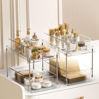 Vtopmart 8 Pack Bathroom Organizer, 2 Tier Clear Under Sink Organizers Vanity - Image 7