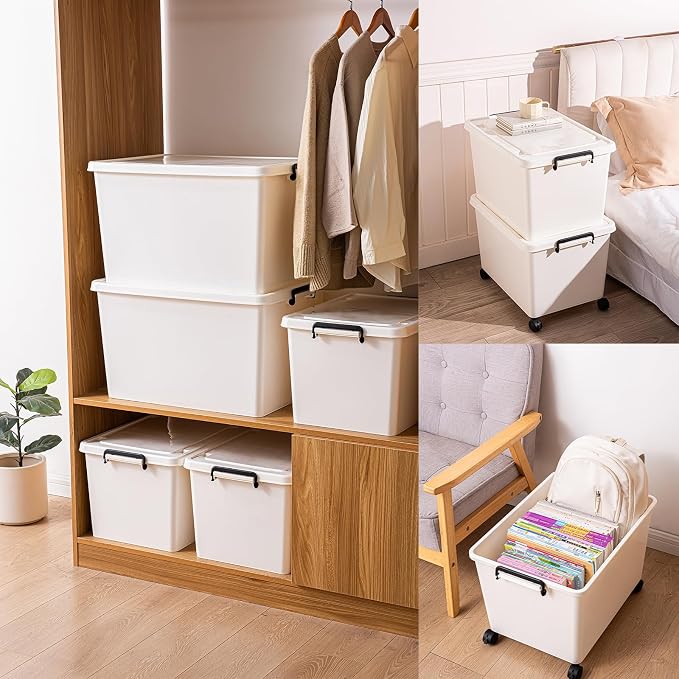 3 Extra Large Storage Bin with 4 Quiet 360° Swivel Casters - 55cm Heavy Duty - Image 5
