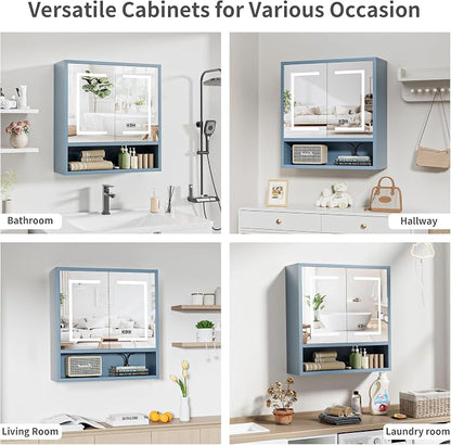 Bathroom Medicine Cabinet with Mirror, Lighted Wall Storage Cabinet, Living Room - Image 8