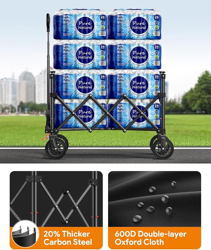 Wagons Carts Foldable, Collapsible Foldable Wagon 330lbs Capacity, Large - Image 7