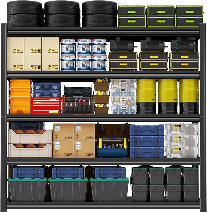 5Tier Storage Shelves, Garage Metal Shelving Unit, Double-Layer Column by Beaunatixx