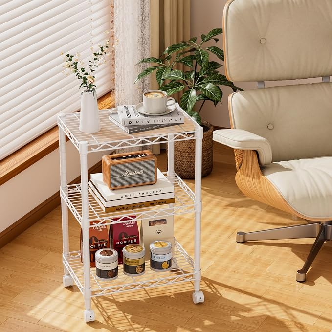 3 Tier Adjustable Storage Shelves Heavy Duty Metal Utility Shelf Wire Shelving - Image 2