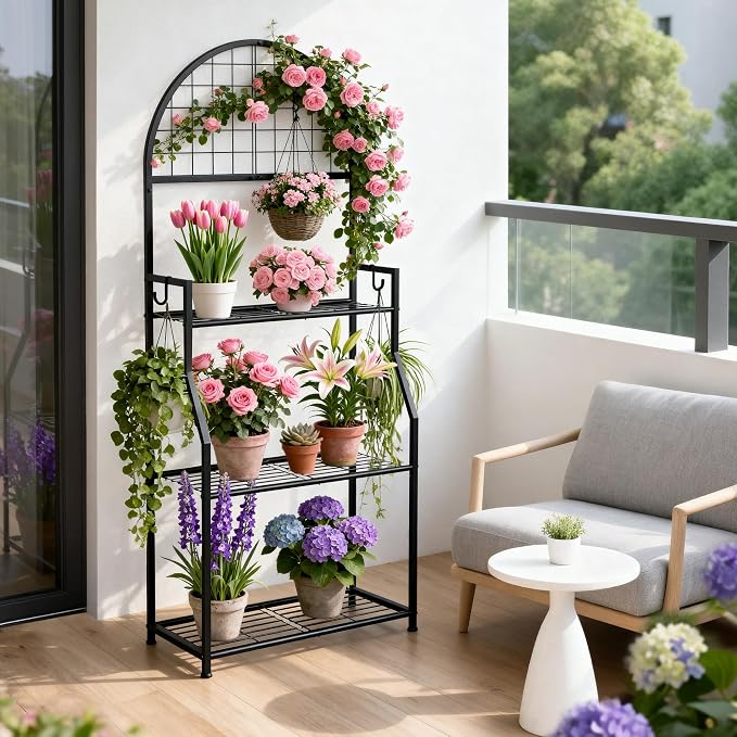 VGMiu 3 Tier Plant Stand Indoor Outdoor, Metal Plant Display Stand Plants Shelf - Image 3