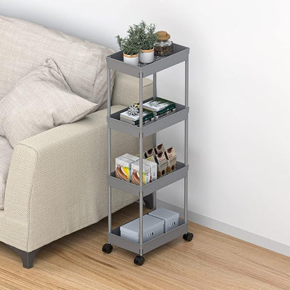 Sooyee 4 Tier Wide Storage Cart Mobile Shelving Unit Organizer Slide Out - Image 4