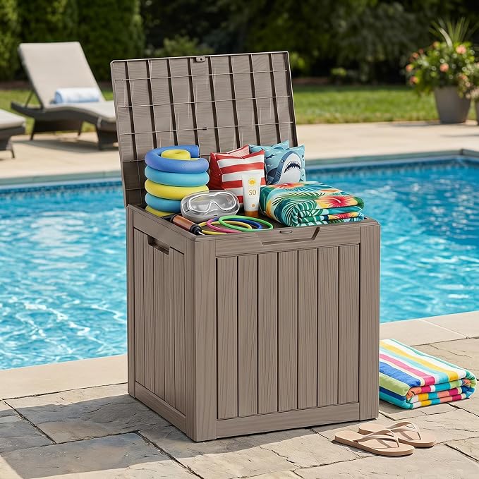 35 Gallon Deck Box Outdoor Waterproof, Resin Storage Box Outdoor Lockable by Unknown