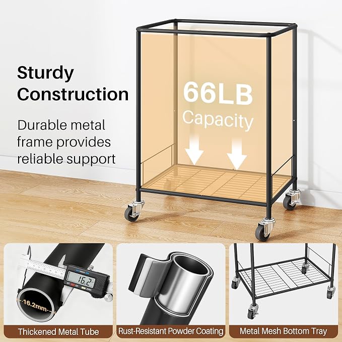 170L Large Laundry Basket with Wheels, Rolling Laundry Hamper Easy Access - Image 5