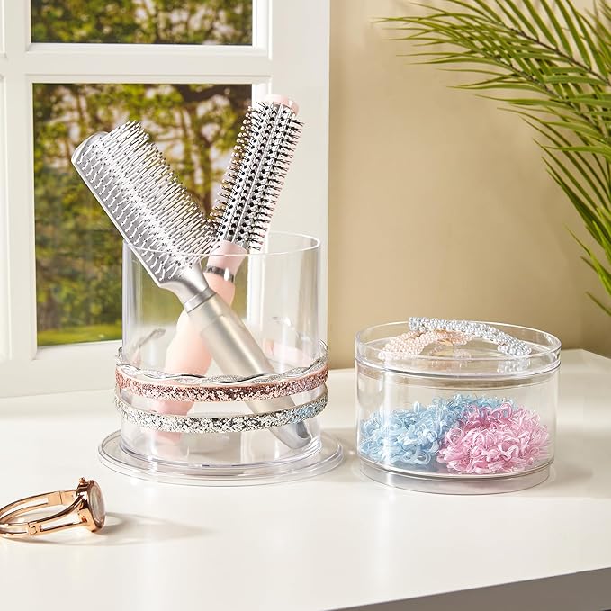 STORi Bella Stackable Clear Plastic Hair Accessory Organizer Set | Round - Image 6