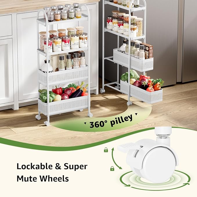KINGRACK 4-Tier Slim Storage Cart - Image 4