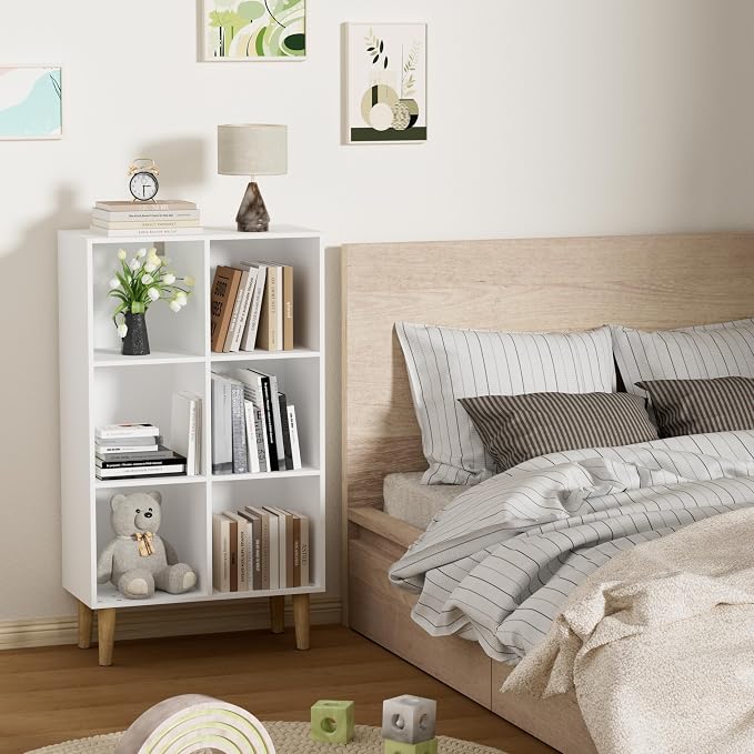 6 Cube Bookcase, Wooden Book Shelf Cube Storage Organizer - Image 7