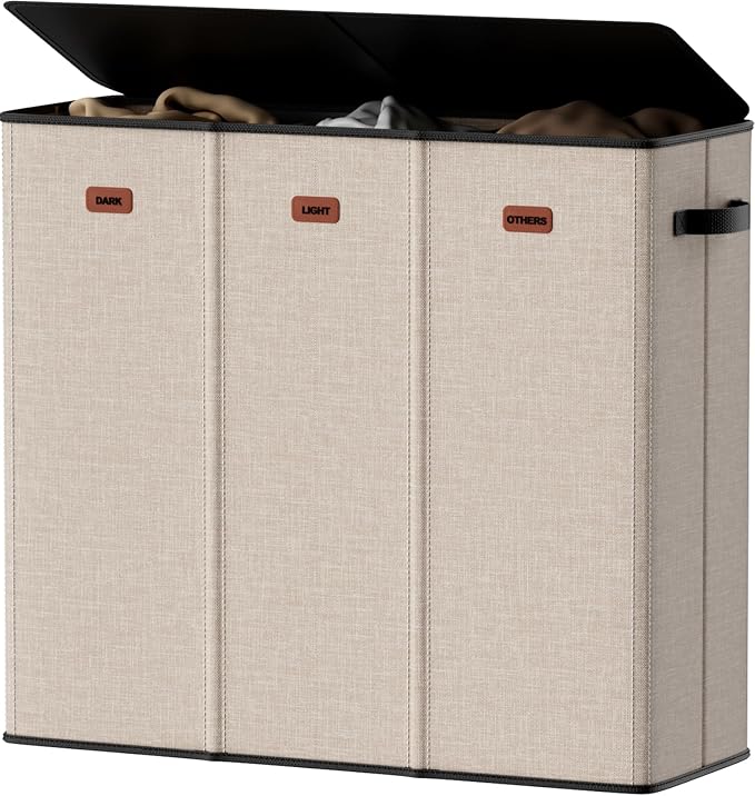 185L Laundry Hamper 3 Section, Laundry Hamper by Vexalora